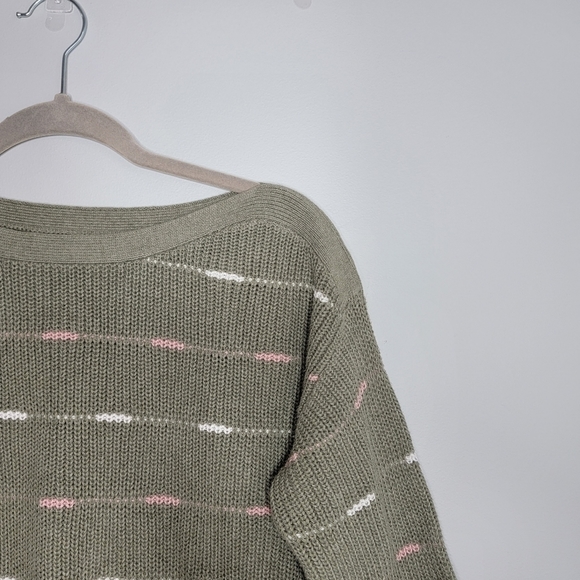 Large Sage Green Knit 100% Cotton Sweater - Picture 4 of 10